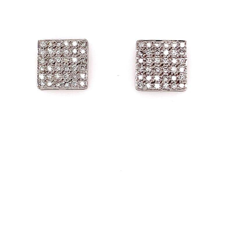14k White Gold Square Diamond Earrings - Seattle Gold Grillz