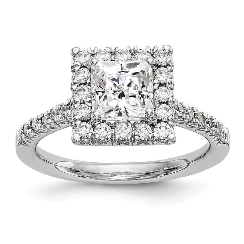 14k White Gold Square Halo Engagement Diamond Semi-mount Ring - Seattle Gold Grillz