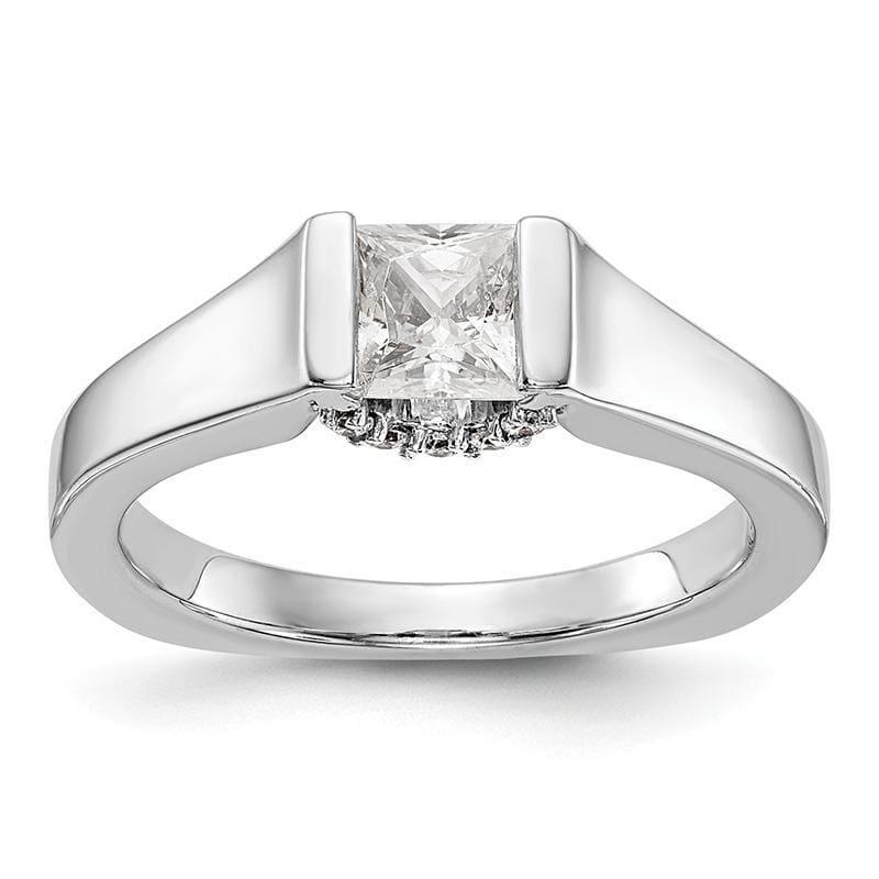 14k White Gold Square Solitaire Engagement Ring Mounting - Seattle Gold Grillz