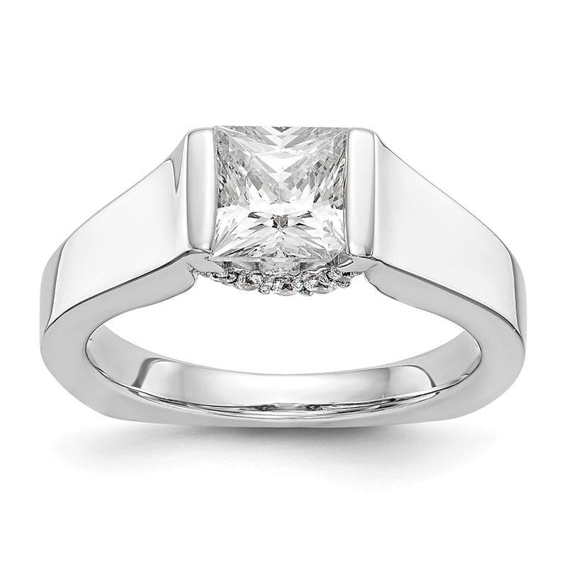 14k White Gold Square Solitaire Semi-mount Engagement Ring - Seattle Gold Grillz