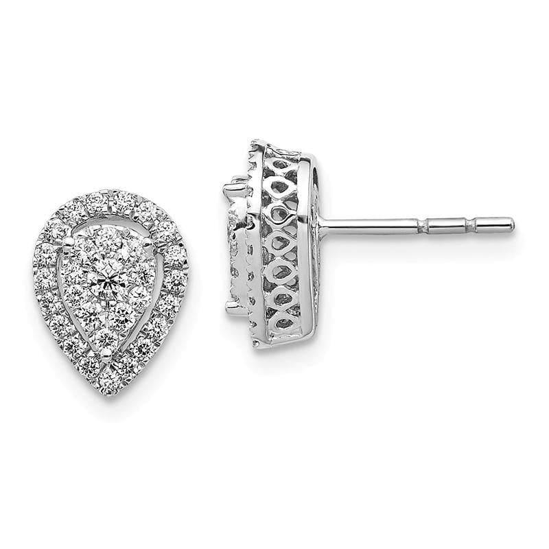 14K White Gold Teardrop Cluster Diamond Post Earrings - Seattle Gold Grillz