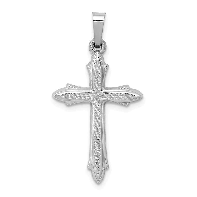 14K White Gold Textured and Polished Passion Cross Pendant - Seattle Gold Grillz