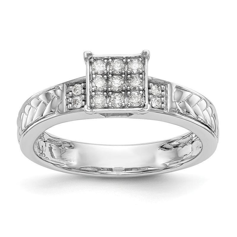 14K White Gold Trio Cluster Engagement Ring Mounting - Seattle Gold Grillz