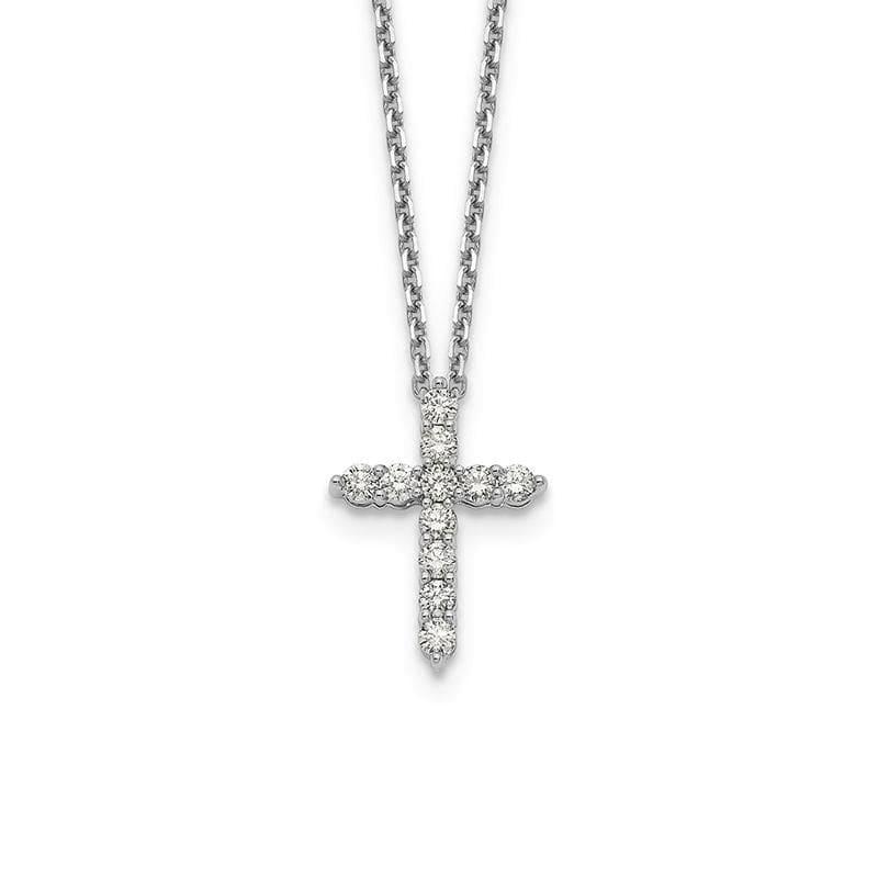 14k White Gold True Origin Lab Grown Diamond VS Cross Pendant Necklace - Seattle Gold Grillz
