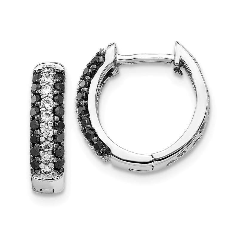 14k White Gold White & Black Diamond Hinged Hoop Earrings. 0.50ctw - Seattle Gold Grillz