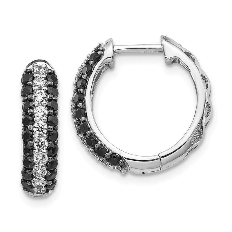 14k White Gold White & Black Diamond Hinged Hoop Earrings. 1.00ctw - Seattle Gold Grillz