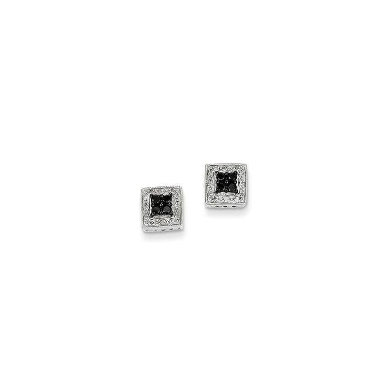 14k White Gold White & Black Diamond Square Post Earrings - Seattle Gold Grillz