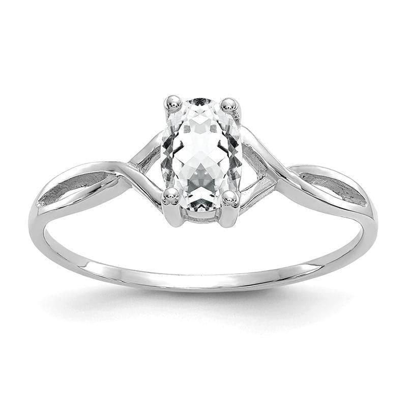 14k White Gold White Topaz Birthstone Ring - Seattle Gold Grillz