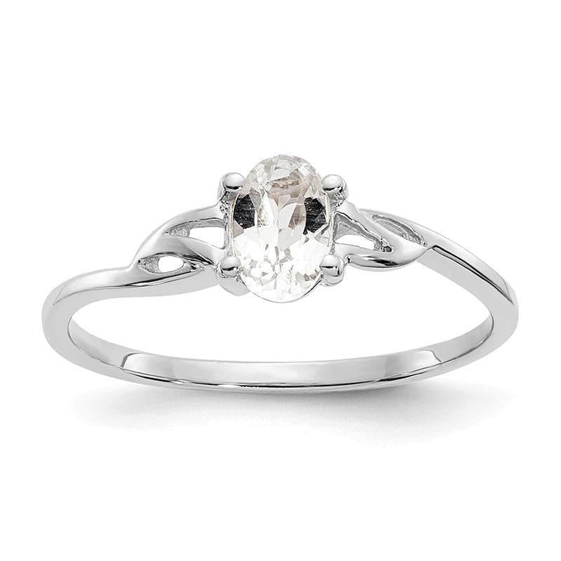 14k White Gold White Topaz Birthstone Ring - Seattle Gold Grillz