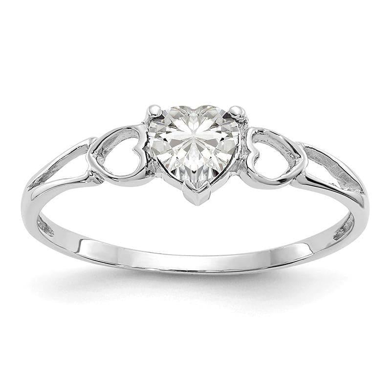 14k White Gold White Topaz Birthstone Ring - Seattle Gold Grillz