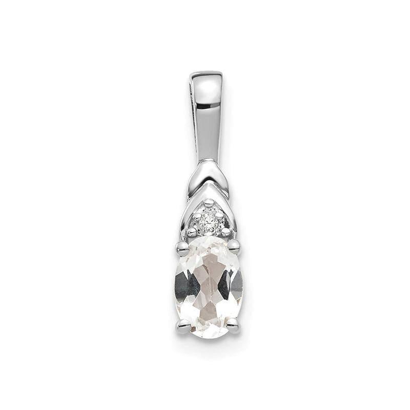 14k White Gold White Topaz Diamond Pendant - Seattle Gold Grillz