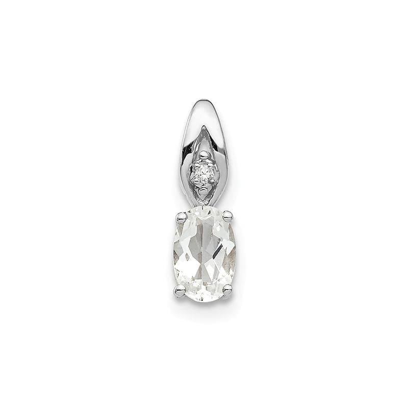 14k White Gold White Topaz Diamond Pendant - Seattle Gold Grillz