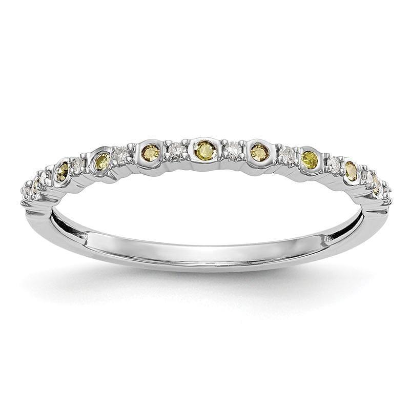 14k White Gold Yellow & White Diamond Band - Seattle Gold Grillz