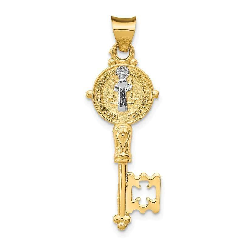 14k with Rhodium Cross Key Pendant - Seattle Gold Grillz
