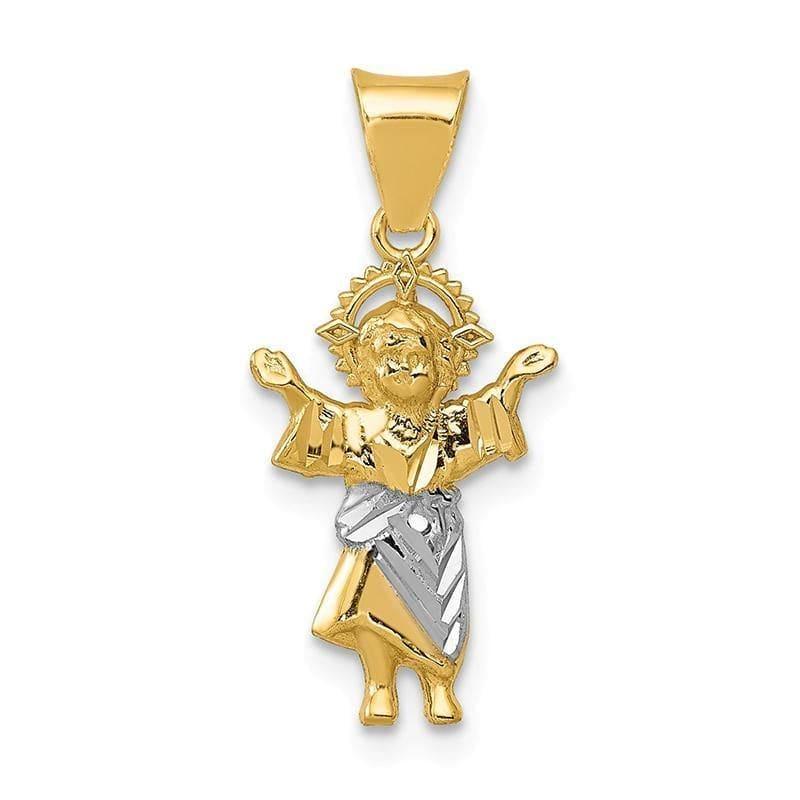 14k with Rhodium D-C Polished Baby Jesus Pendant - Seattle Gold Grillz