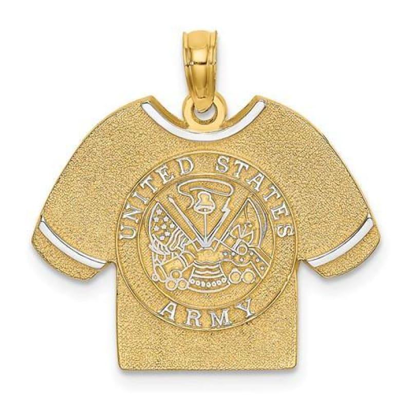 14k With Rhodium US ARMY T-SHIRT Charm - Seattle Gold Grillz
