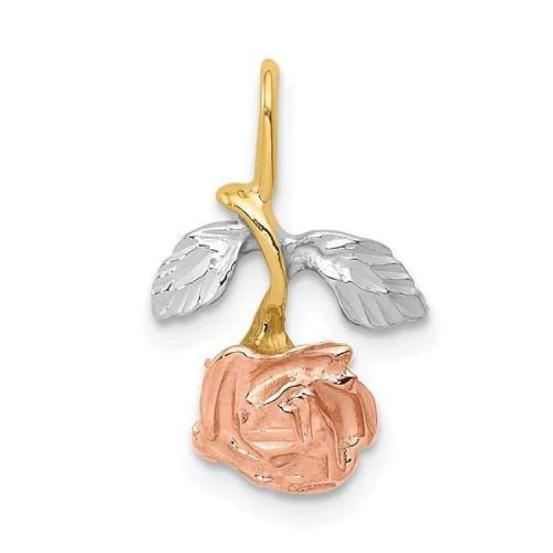 14k With White And Rose Rhodium Rose Chain Slide - Seattle Gold Grillz