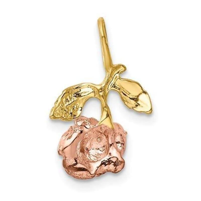 14k With White And Rose Rhodium Rose Chain Slide - Seattle Gold Grillz