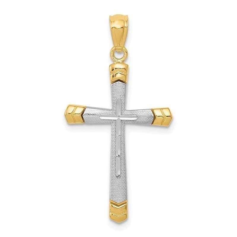 14k Y-W Gold Polished DC Cross Pendant - Seattle Gold Grillz