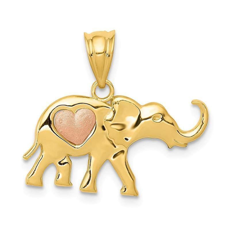 14k Yellow & Rose Gold Elephant w-Heart Charm - Seattle Gold Grillz