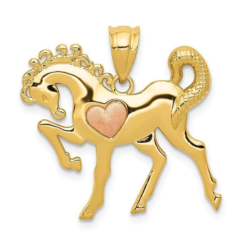 14k Yellow & Rose Gold Horse w-Heart Charm - Seattle Gold Grillz