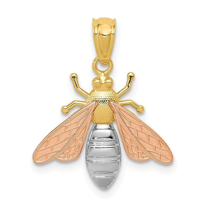 14k Yellow & Rose Gold w-Rhodium Polished Bee Pendant - Seattle Gold Grillz