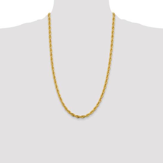14k Yellow Gold 4.75mm Semi-Solid Rope Chain - Seattle Gold Grillz