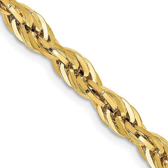 14k Yellow Gold 4.75mm Semi-Solid Rope Chain - Seattle Gold Grillz