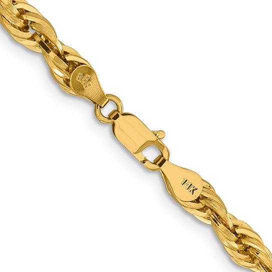 14k Yellow Gold 4.75mm Semi-Solid Rope Chain - Seattle Gold Grillz