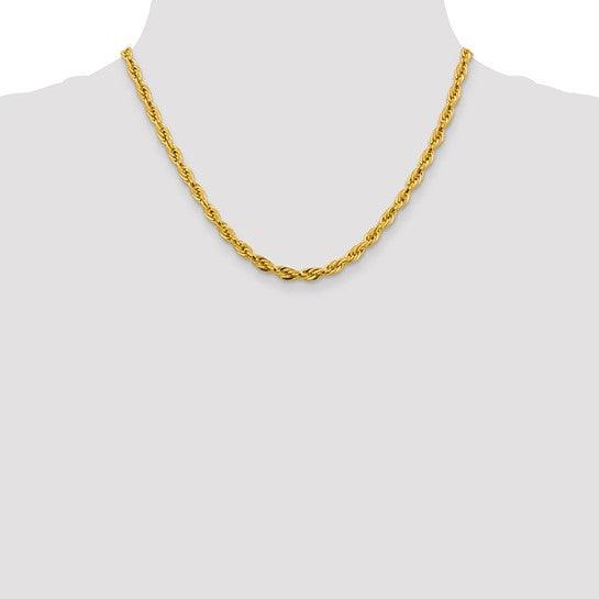 14k Yellow Gold 4.75mm Semi-Solid Rope Chain - Seattle Gold Grillz