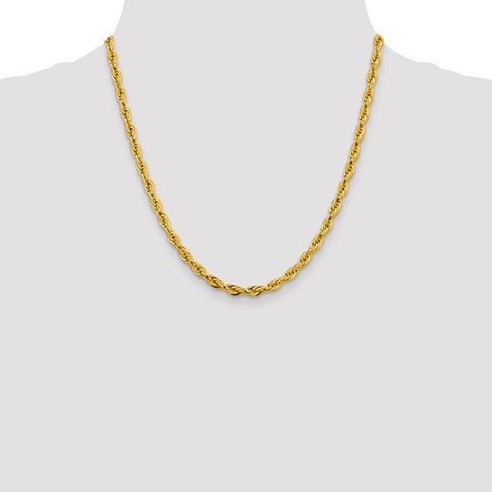 14k Yellow Gold 4.75mm Semi-Solid Rope Chain - Seattle Gold Grillz