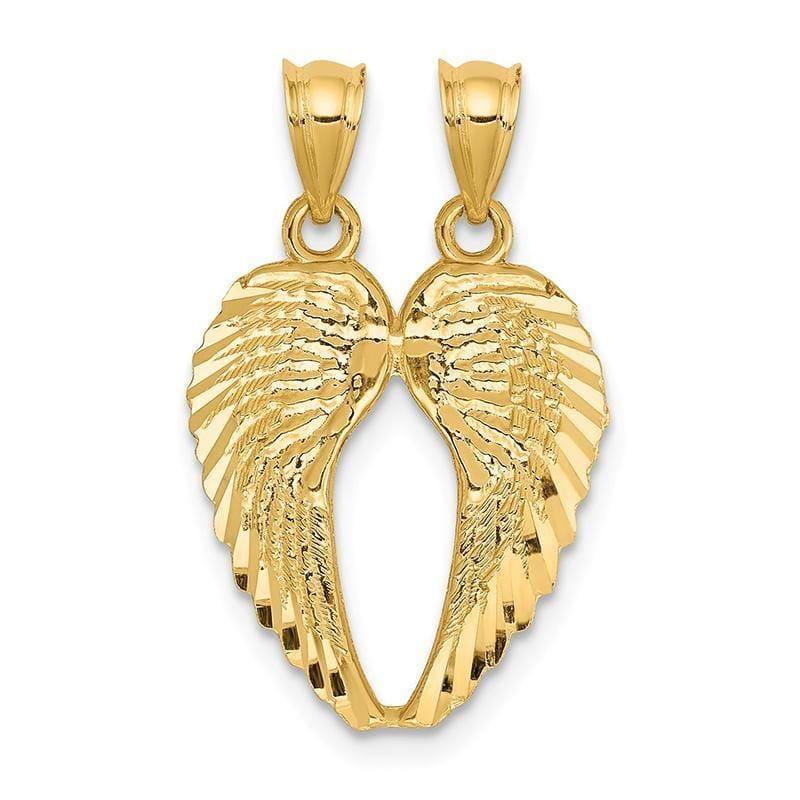 14k Yellow Gold Break Apart Diamond-cut Wings Pendant - Seattle Gold Grillz