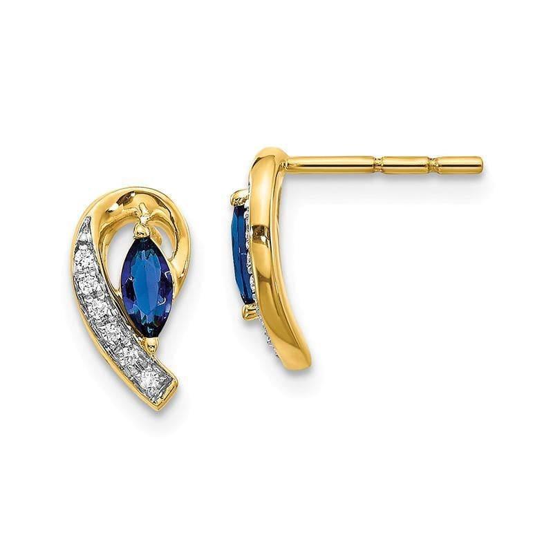 14k Yellow Gold Diamond & Sapphire Earrings - Seattle Gold Grillz