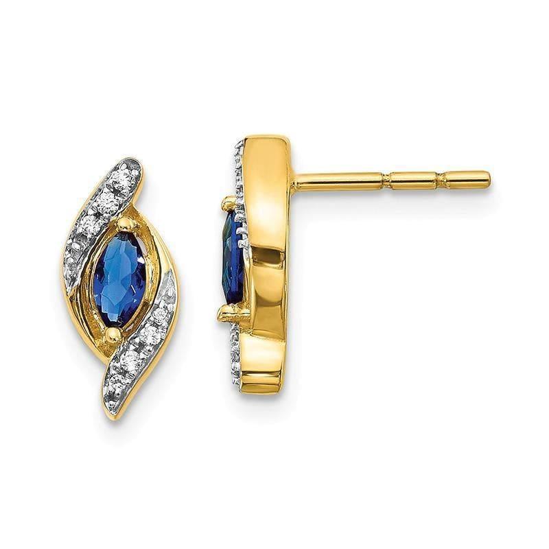 14k Yellow Gold Diamond & Sapphire Earrings - Seattle Gold Grillz