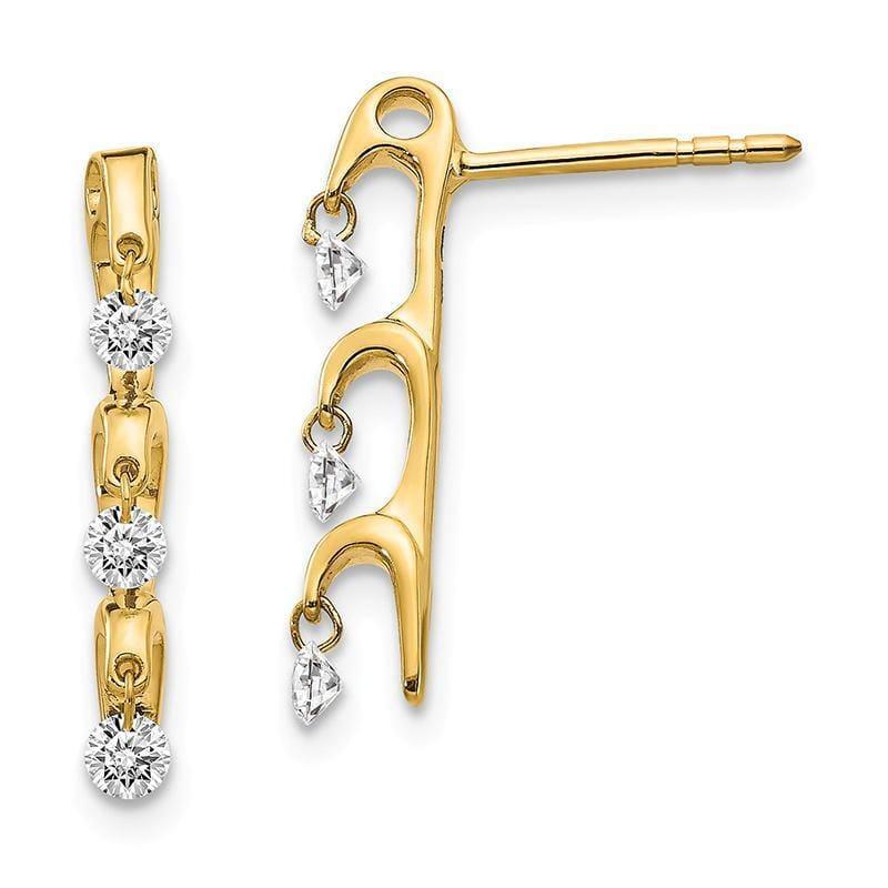 14k Yellow Gold Diamond Dangle Earrings - Seattle Gold Grillz
