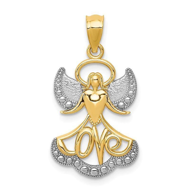 14k Yellow Gold Rhodium Plated Angel Love Pendant - Seattle Gold Grillz