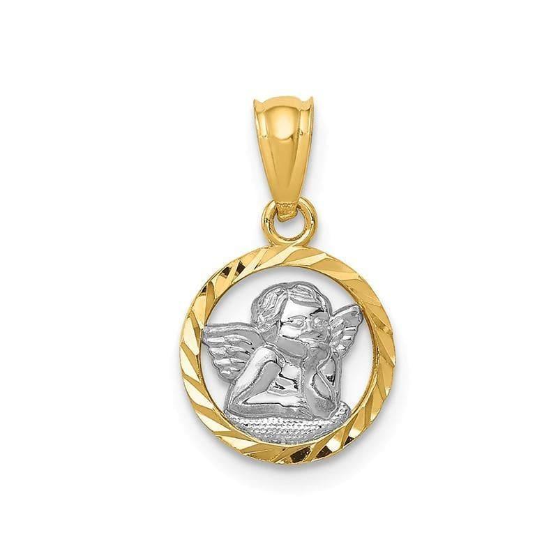 14k Yellow Gold Rhodium Plated Cherub Pendant - Seattle Gold Grillz