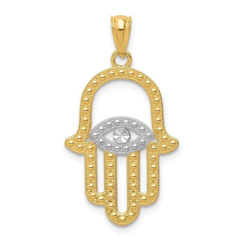 14k Yellow Gold Rhodium Plated Hand of God Pendant. Weight: 1.01, Length: 24, Width: 17 - Seattle Gold Grillz