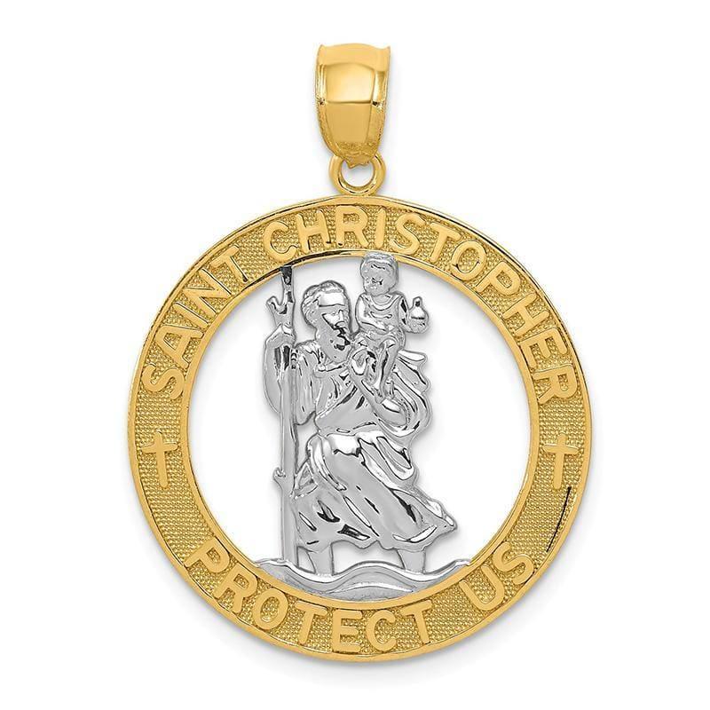 14k Yellow Gold Rhodium Plated St Christopher Pendant. Weight: 2.12, Length: 25, Width: 23 - Seattle Gold Grillz