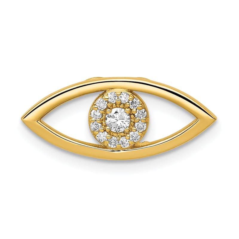 14k Yellow Gold Small SI Diamond Evil Eye Pendant - Seattle Gold Grillz