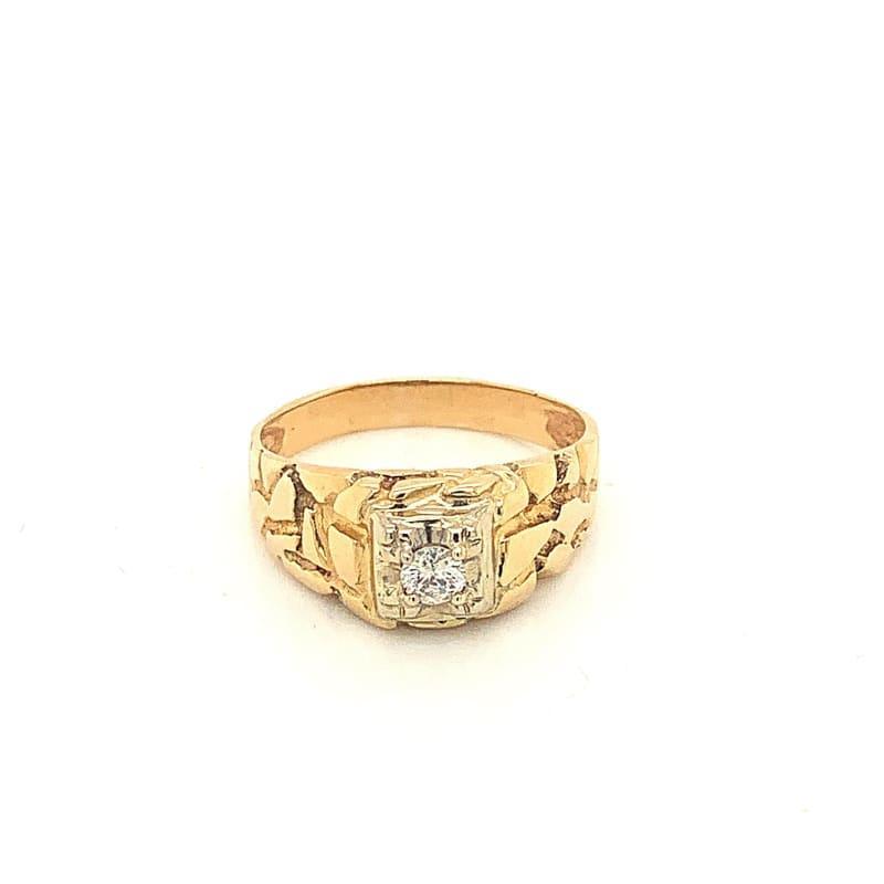 14kt Yellow Gold And Diamond Nugget Ring - Seattle Gold Grillz