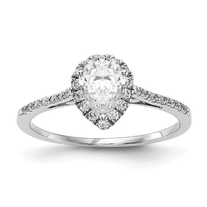 14ktt Pear Halo Engagement Diamond Semi-mount Ring - Seattle Gold Grillz