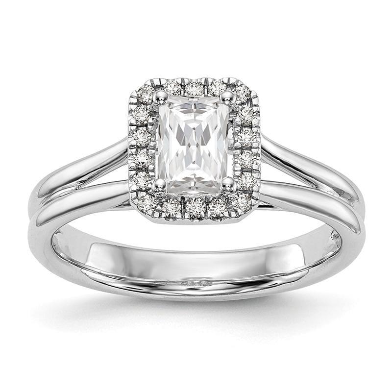 14kw Emerald Halo Engagement Diamond Semi-mount Split Shank Ring - Seattle Gold Grillz