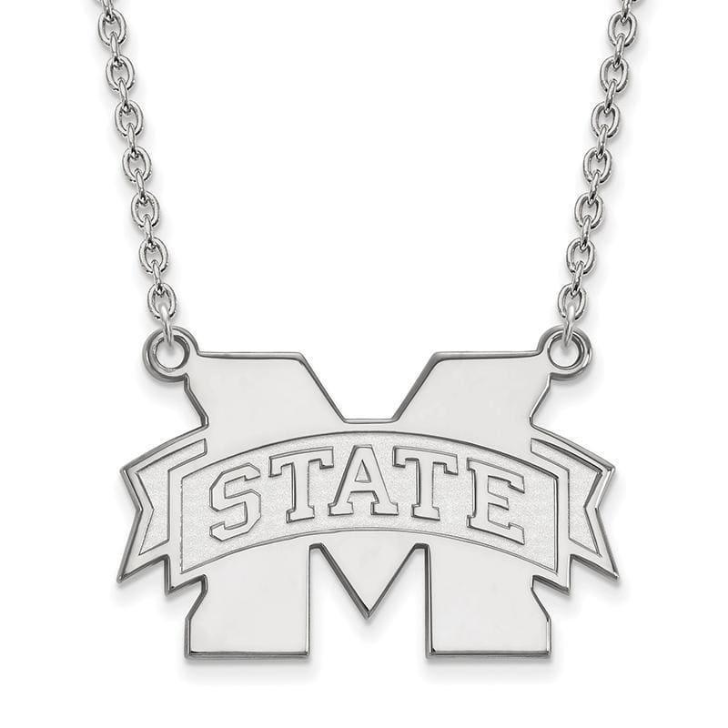 14kw LogoArt Mississippi State University Large Pendant w-Necklace - Seattle Gold Grillz