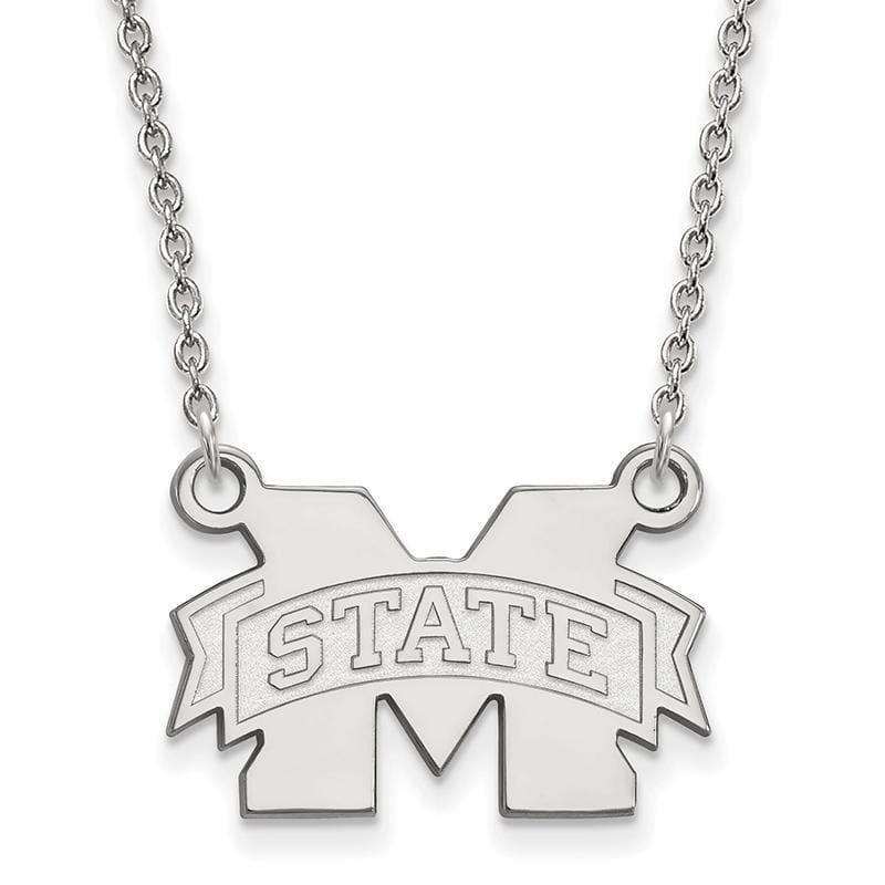 14kw LogoArt Mississippi State University Small Pendant w-Necklace - Seattle Gold Grillz