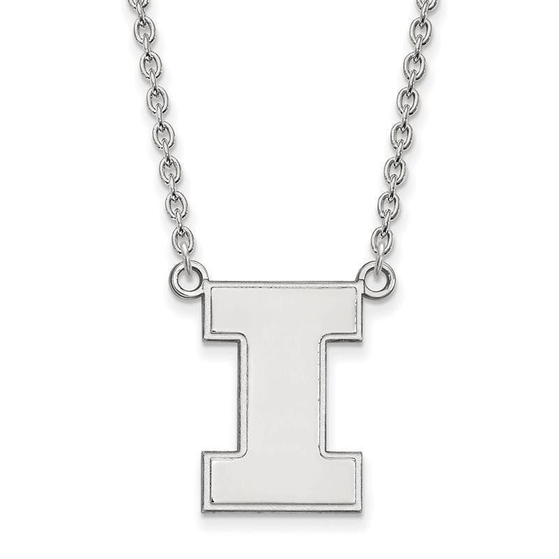 14kw LogoArt University of Illinois Large Pendant w-Necklace - Seattle Gold Grillz