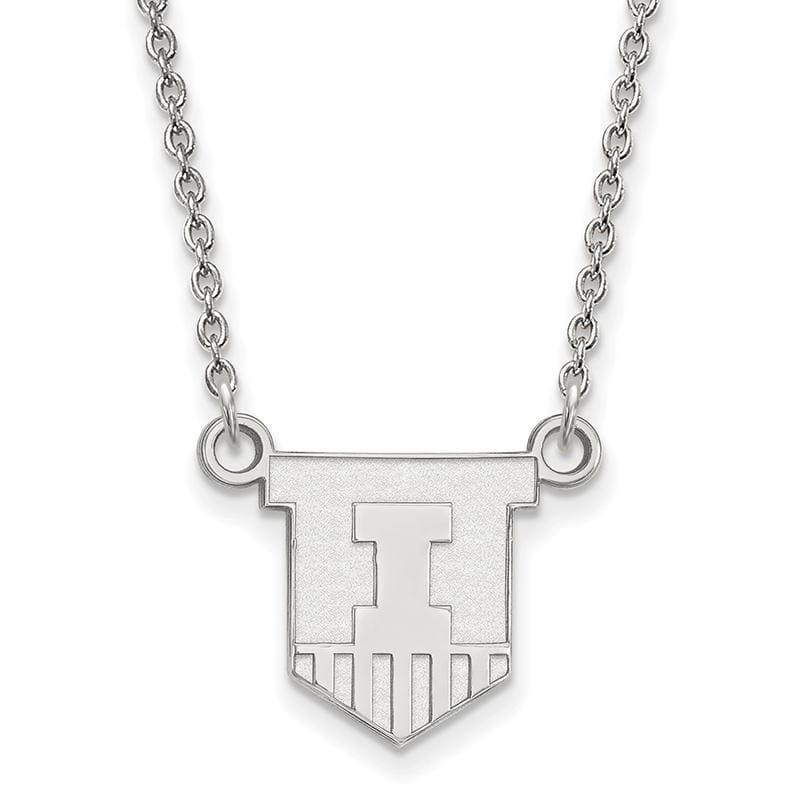 14kw LogoArt University of Illinois Small Pendant w-Necklace - Seattle Gold Grillz