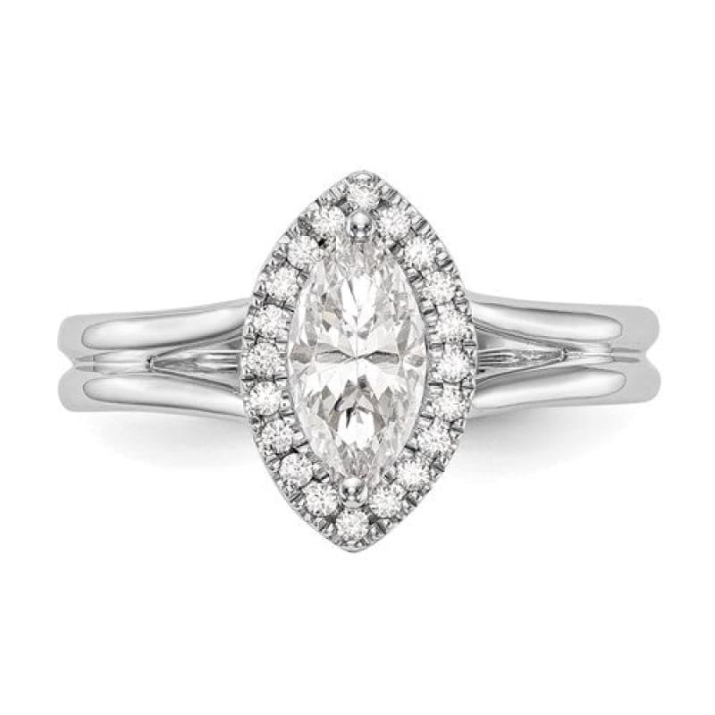 14kw Marquise Halo Engagement Diamond Semi-mount Split Shank Ring - Seattle Gold Grillz