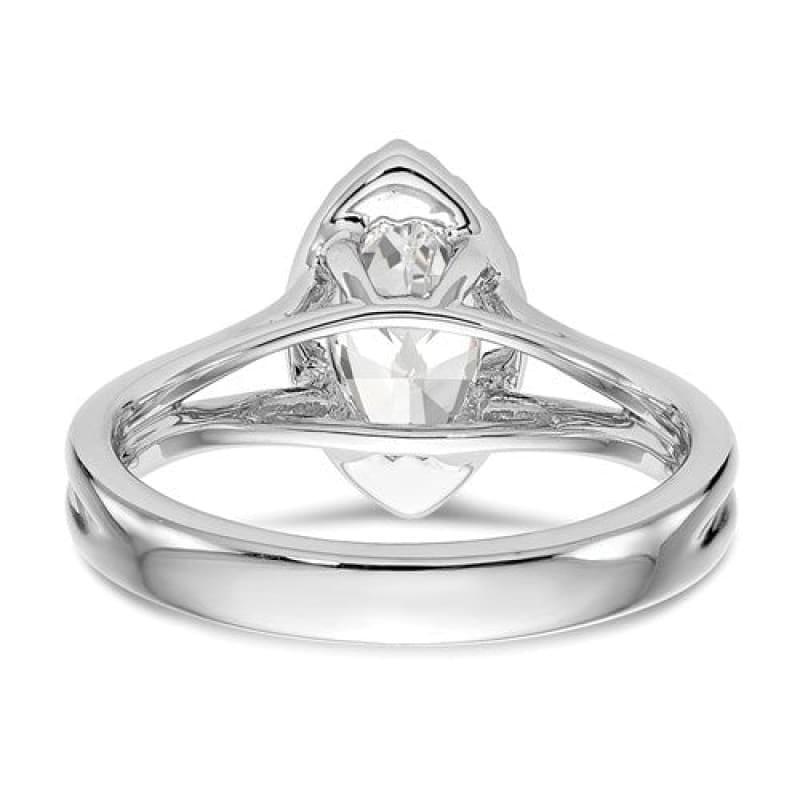14kw Marquise Halo Engagement Diamond Semi-mount Split Shank Ring - Seattle Gold Grillz