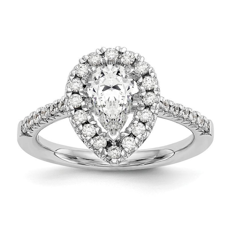 14kw Pear Halo Engagement Diamond Semi-mount Ring - Seattle Gold Grillz